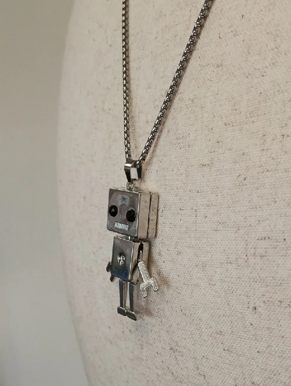 Silver Robot Pendant Necklace Movable Charm Kawaii Novelty Jewelry